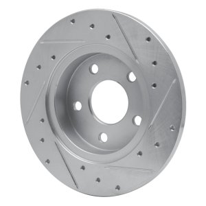 Chevrolet Malibu Brake Rotor (1) - Rear Left - R1 Concepts - Drilled & Slotted - Silver - `04-`12